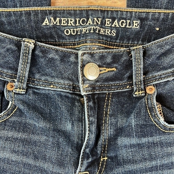American Eagle Mid Rise Bootcut Distressed Jeans | Size 2 Regular - Picture 6 of 7